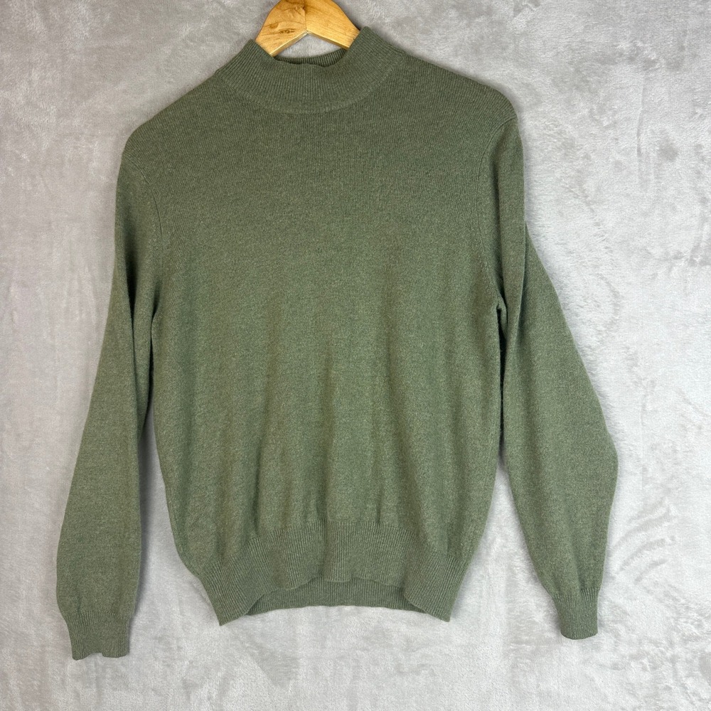 Charter Club Womens Sage Green 100% Cashmere 2-Ply Mock Neck Sweater Size M 0841